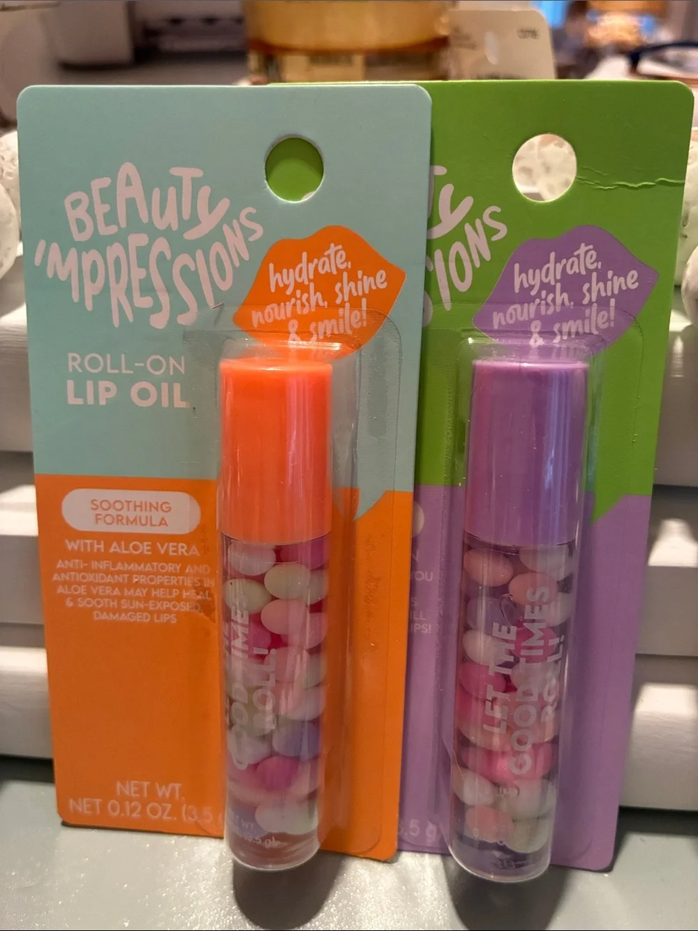 Impressions Roll-On Lip Oil — Orange & Purple Caps discounted shipping
